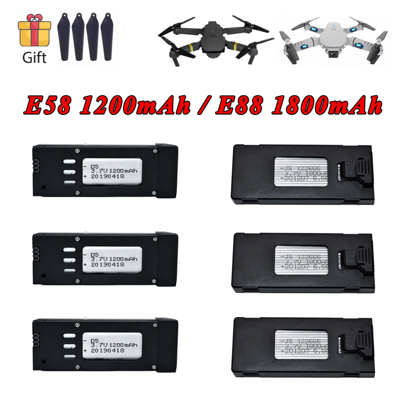 3.7V 1200mAh 1800mAh แบตเตอรี่ - Eachine Drone E58 บทวิจารณ์และราคา
